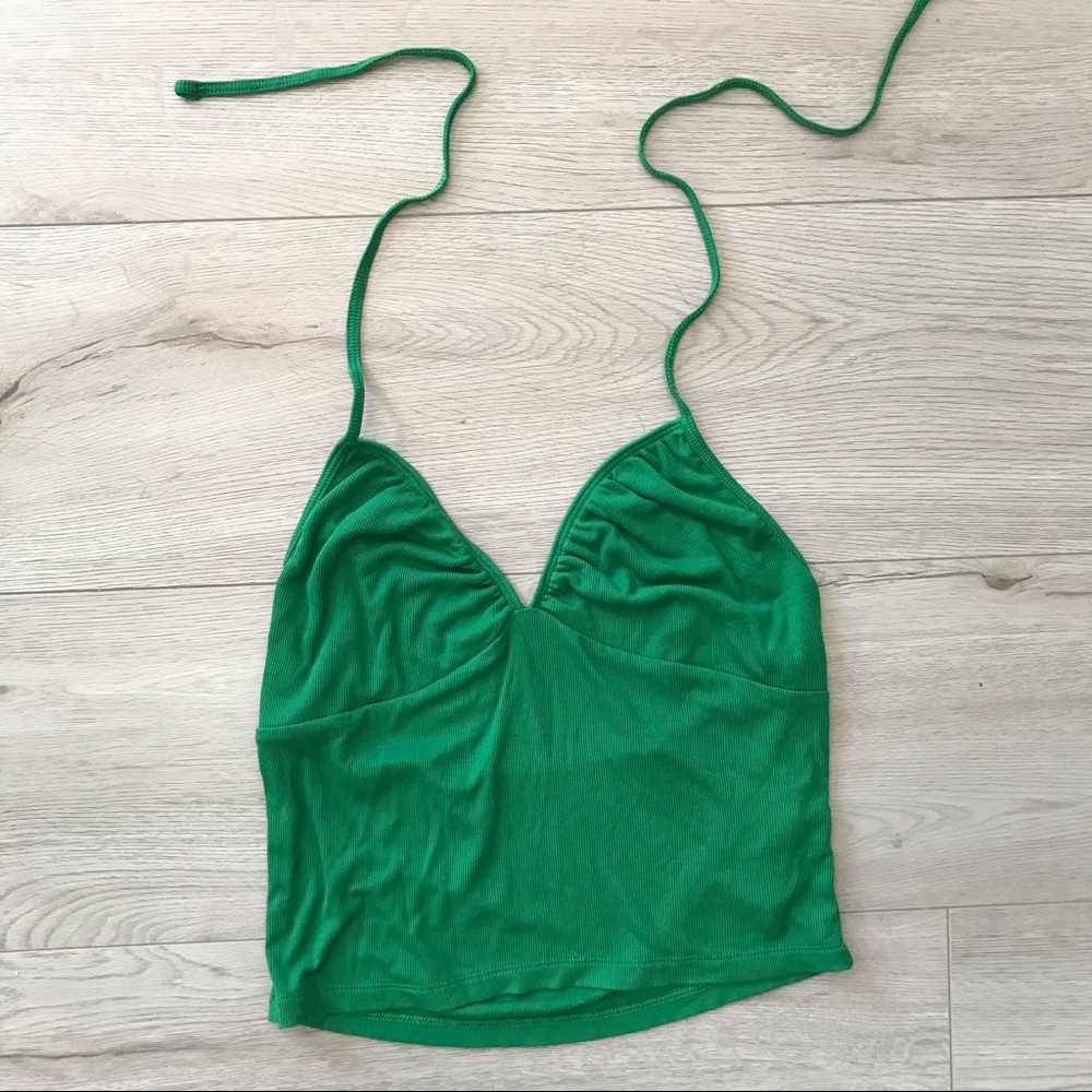 Sunday Best V-Neck Halter Top - Aritzia Green Tank